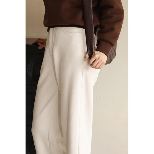 HeyDress加绒雪尼尔休闲裤女冬季高腰宽松显瘦阔腿裤保暖九分裤子 商品图2