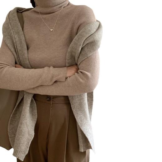 【高领设计！百搭修身显瘦】十色堆堆领羊绒打底衫秋冬保暖纯色高领百搭修身显瘦针织打底衫女，温暖而纯色的设计，让你轻松驾驭各种搭配。 商品图7