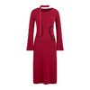 HeyDress美丽诺羊毛针织连衣裙女秋冬复古圣诞红圆领飘带气质裙子 商品缩略图4