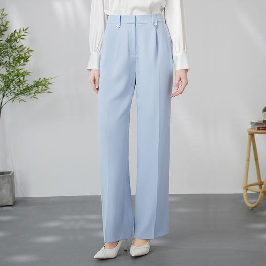 EITIE爱特爱利落通勤显瘦直筒高腰清新浅蓝百搭西装裤24春季新款A2405303 商品图1