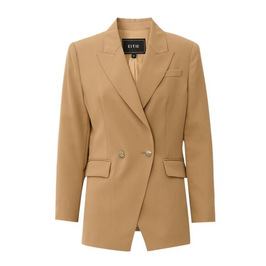 EITIE爱特爱复古通勤显瘦微收腰卡其色休闲西装外套女装24春新款A2403301 商品图5