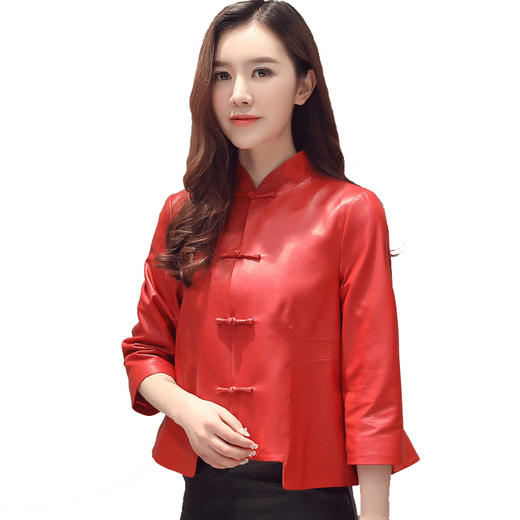 丁摩新品真皮短款皮衣外套女海宁皮衣绵羊皮AL 265 商品图4