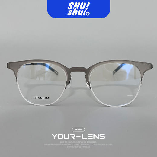 绅士品格！含片15.8克无螺丝半框纯钛眉毛眼镜架 男酷女飒 弹簧镜腿 商品图3