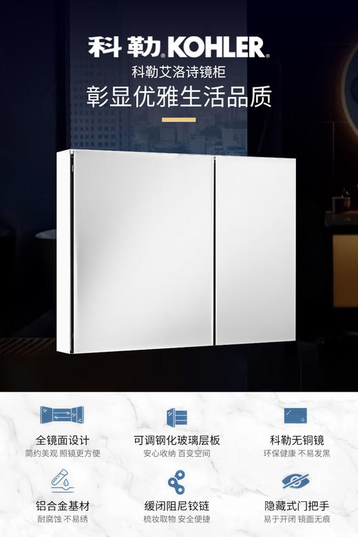 科勒艾洛诗381mm镜柜24658T-0 商品图1