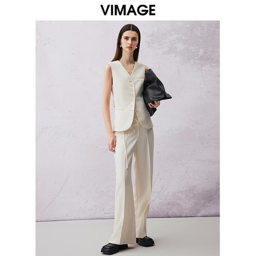 VIMAGE纬漫纪春季新款百搭马甲简约修身西装薄外套V2103730 商品图1