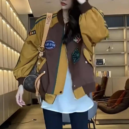 裁缝学苑AS153复古撞色拼接棒球服纸样女装外套短款开衫夹克上衣版型 商品图4