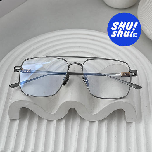 机能战士！飞行员双梁纯钛眼镜框 大脸显小男女皆可 可佩墨镜或变色镜片 商品图5