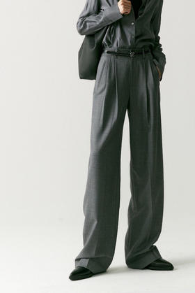 澳毛中高腰老爹裤 巴黎女作家风 90'S复古知识分子 一如既往的松弛而随性 90年代氛围感 巴黎灰 后松紧腰