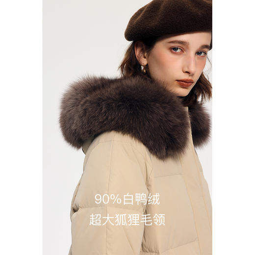 HeyDress蓝狐毛羽绒服女冬季收腰连帽90白鸭绒中长款防寒保暖外套 商品图2
