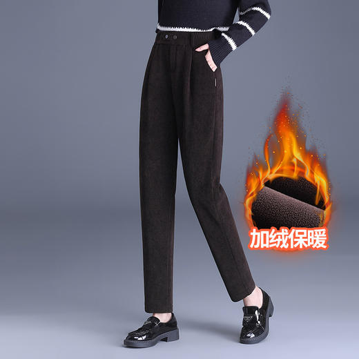 MYX-YBS-38111-L加绒保暖时尚宽松锥形裤2023年冬款松紧腰气质休闲九分哈伦裤 商品图2