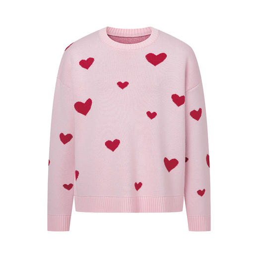 HeyDress原创爱心毛衣女冬季法式宽松慵懒感羊毛针织衫圆领上衣 商品图5