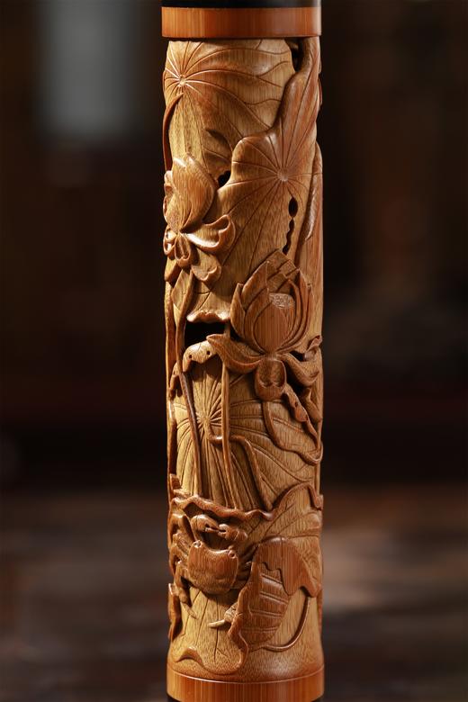 《荷蟹/和谐》竹雕香筒 商品图5