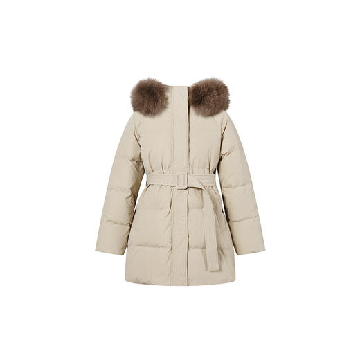 HeyDress蓝狐毛羽绒服女冬季收腰连帽90白鸭绒中长款防寒保暖外套 商品图4