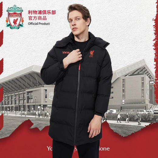 利物浦俱乐部官方商品丨队徽棉服长款连帽冬季保暖休闲球迷必备 商品图0