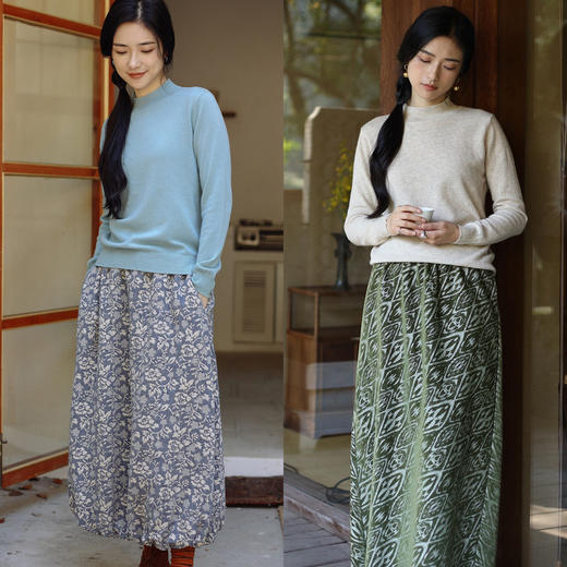 绽放794朵/100%羊绒衫软糯宽容半高领落肩长袖纯色经典款简约毛衣 商品图1