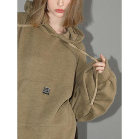 COCOBELLA软糯绒感灯笼袖卫衣女宽松休闲开叉针织帽衫SE0001