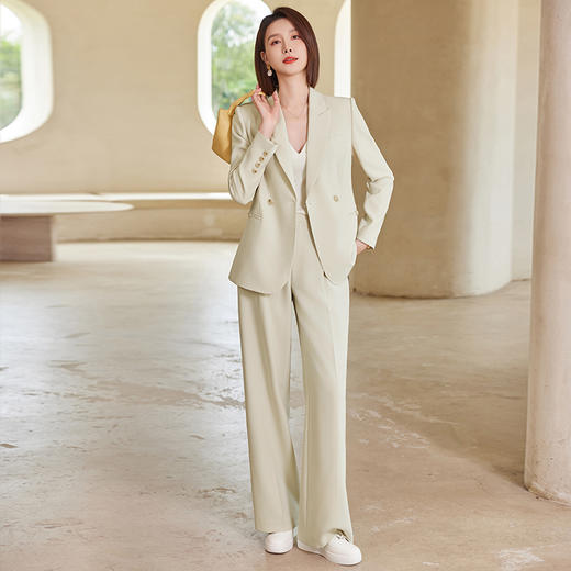 IWY/青提绿色职业装女士西装两件套装高级感通勤职场正装西服美容院23CP400 商品图1