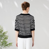 EITIE爱特爱春季新款款时尚百搭条纹V领套头针织衫女上衣7301006 商品缩略图4