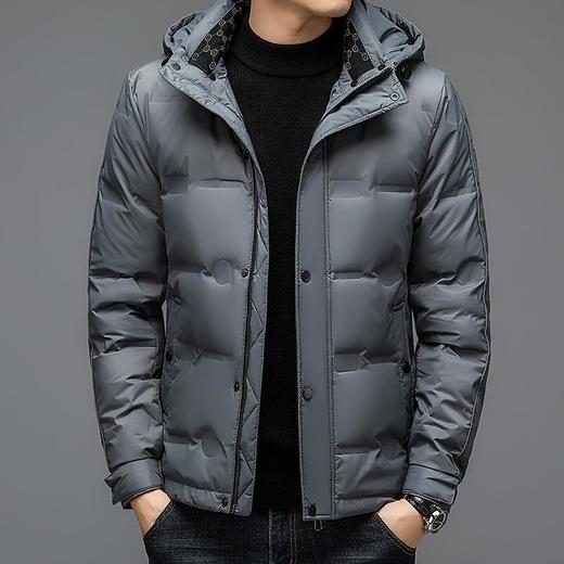 灰鸭绒羽绒服男士秋冬季新款简约百搭面包服潮流休闲时尚保暖外套 商品图1