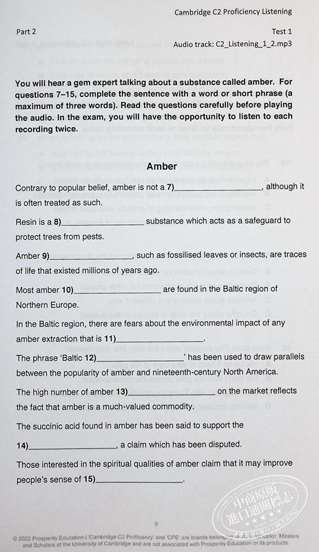 【中商原版】Listening C2 Six practice tests for Cambridge C2 Proficiency 听力提升 剑桥CPE考试C2等级模拟练习测试2022 商品图6