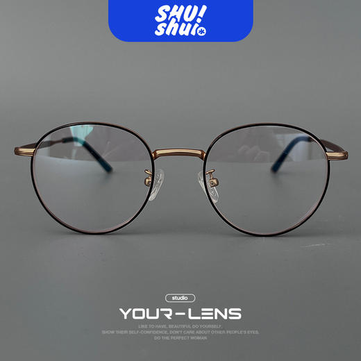闺中密友!秀智同款韩系园园钛合金眼镜框，黑金配色清纯气质 商品图1