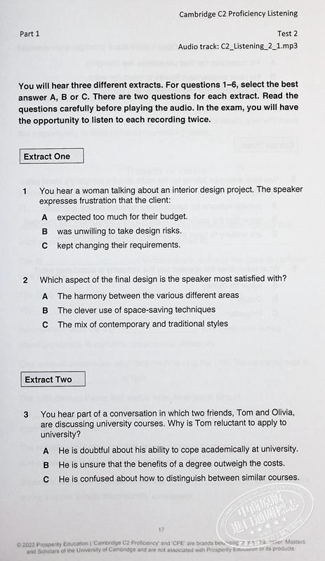 【中商原版】Listening C2 Six practice tests for Cambridge C2 Proficiency 听力提升 剑桥CPE考试C2等级模拟练习测试2022 商品图7