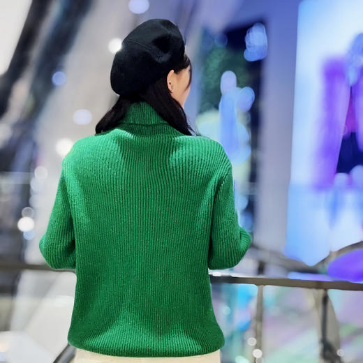 110WS高领车标百搭毛织衫31023（紫绿） 冬季 313014032105 商品图3