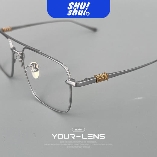 机能战士！飞行员双梁纯钛眼镜框 大脸显小男女皆可 可佩墨镜或变色镜片 商品图2