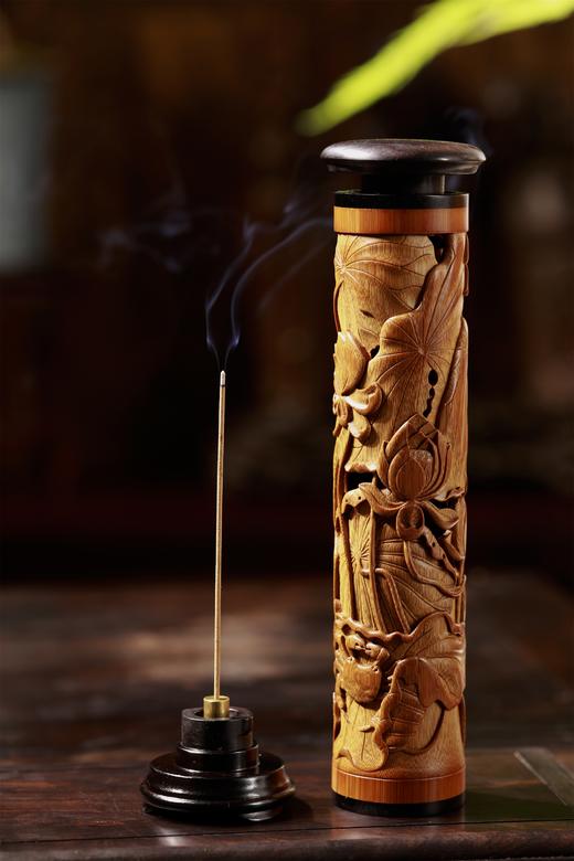 《荷蟹/和谐》竹雕香筒 商品图4