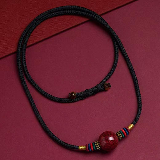 朱砂吊坠锁骨链，原矿朱砂，手工结绳 商品图3