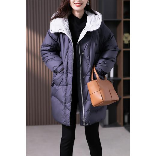 时尚连帽加厚白鸭绒羽绒服女2023冬季新款中长款小个子外套 商品图1