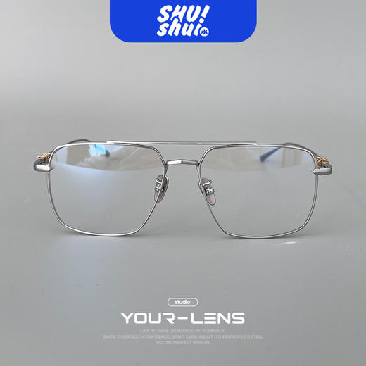 机能战士！飞行员双梁纯钛眼镜框 大脸显小男女皆可 可佩墨镜或变色镜片 商品图1