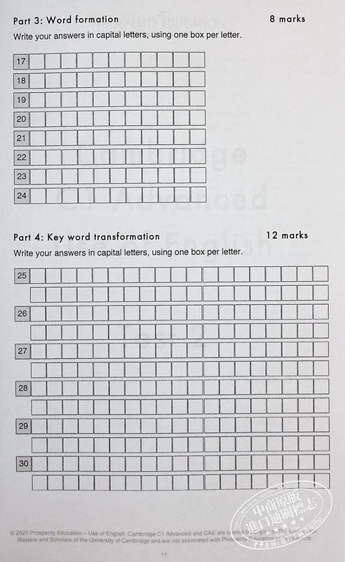 【中商原版】Use of English practice tests for the Cambridge C1 Advanced 英语运用 剑桥CAE考试C1等级模拟练习测试2020 商品图7