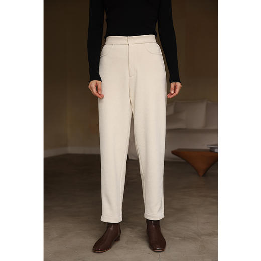 HeyDress加绒雪尼尔休闲裤女冬季高腰宽松显瘦阔腿裤保暖九分裤子 商品图0