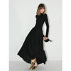 【限时特惠】COCOBELLA赫本风礼服半高领连衣裙小黑裙褶皱肌理大摆长裙FR0008 商品缩略图3
