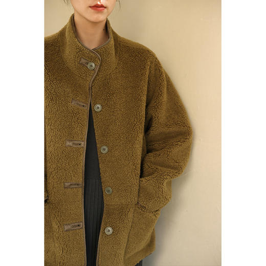 HeyDress立领皮毛一体外套女冬季宽松慵懒感羊羔毛大衣颗粒绒皮草 商品图1