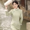 JN-396冬季新款加毛加厚复合超柔侧八扣长款旗袍日常修身气质女旗袍 商品缩略图1