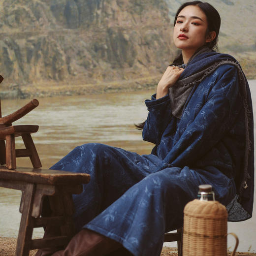 绽放999朵/【IP黄河记忆系列】牛仔针织印花松紧腰绗棉阔腿裤裙子 商品图2