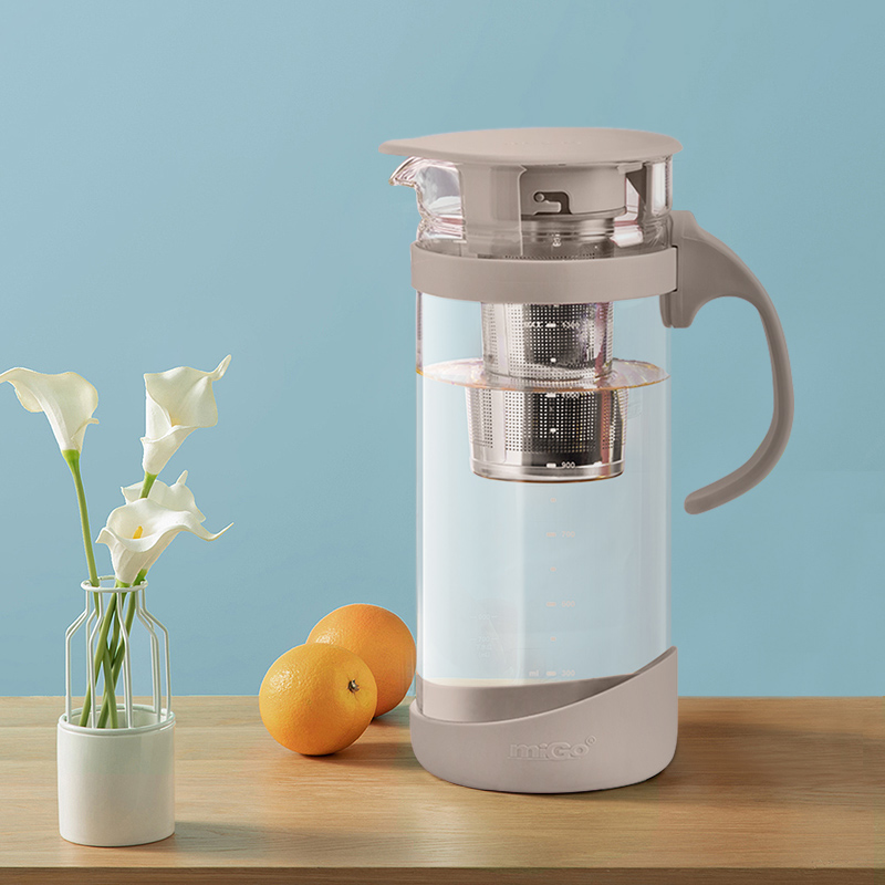 miGo 玻璃冷水壶茶水分离玻璃壶耐热泡茶壶玻璃茶具花茶养生壶