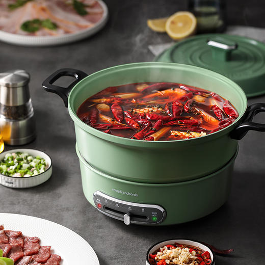摩飞多功能电火锅家用宿舍鸳鸯锅电煮锅轻煮锅绿色（库存会变动，无货退款） 商品图2