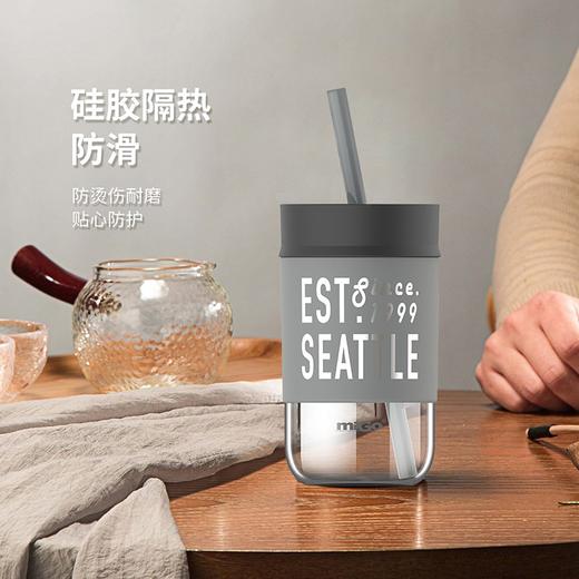 miGo玻璃吸管水杯男女士加厚耐摔情侣便携杯子防烫咖啡杯奶茶杯花茶杯 商品图2