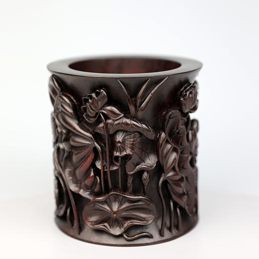 荷蟹/和谐°黑檀笔筒 商品图3