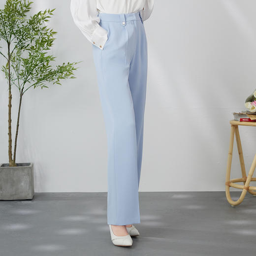 EITIE爱特爱利落通勤显瘦直筒高腰清新浅蓝百搭西装裤24春季新款A2405303 商品图5