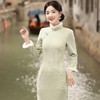 JN-396冬季新款加毛加厚复合超柔侧八扣长款旗袍日常修身气质女旗袍 商品缩略图0