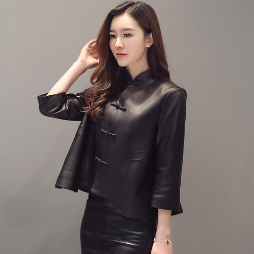 丁摩新品真皮短款皮衣外套女海宁皮衣绵羊皮AL 265 商品图3