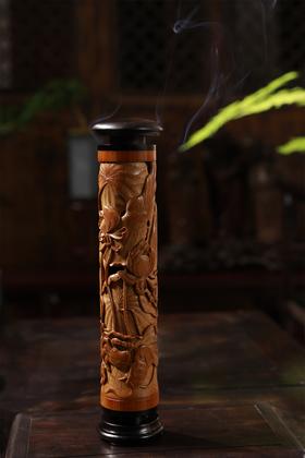 《荷蟹/和谐》竹雕香筒