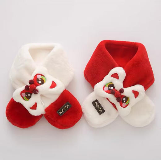 【狮子造型！可爱有趣】儿童围巾冬季新款男童女童，保暖围脖宝宝可爱狮子新年围脖，加绒保暖面料 温暖细腻如春 柔软贴肤 商品图0