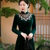 金丝绒连衣裙高贵洋气改良旗袍婚宴礼服平时可穿丈母娘婚礼服SYG-682 商品缩略图5