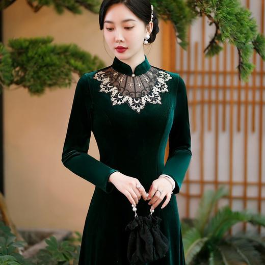 金丝绒连衣裙高贵洋气改良旗袍婚宴礼服平时可穿丈母娘婚礼服SYG-682 商品图5