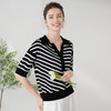 EITIE爱特爱春季新款款时尚百搭条纹V领套头针织衫女上衣7301006 商品缩略图1